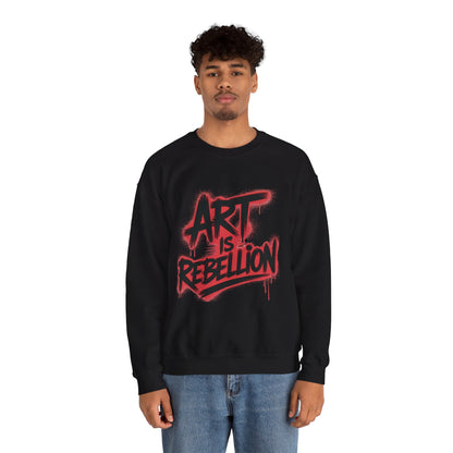 Men'sHeavy Blend™ Crewneck Sweatshirt, Art Is Rebellion Men's Crewneck Sweatshirt, Graffiti Street Art Pullover, Urban Rebellion Streetwear