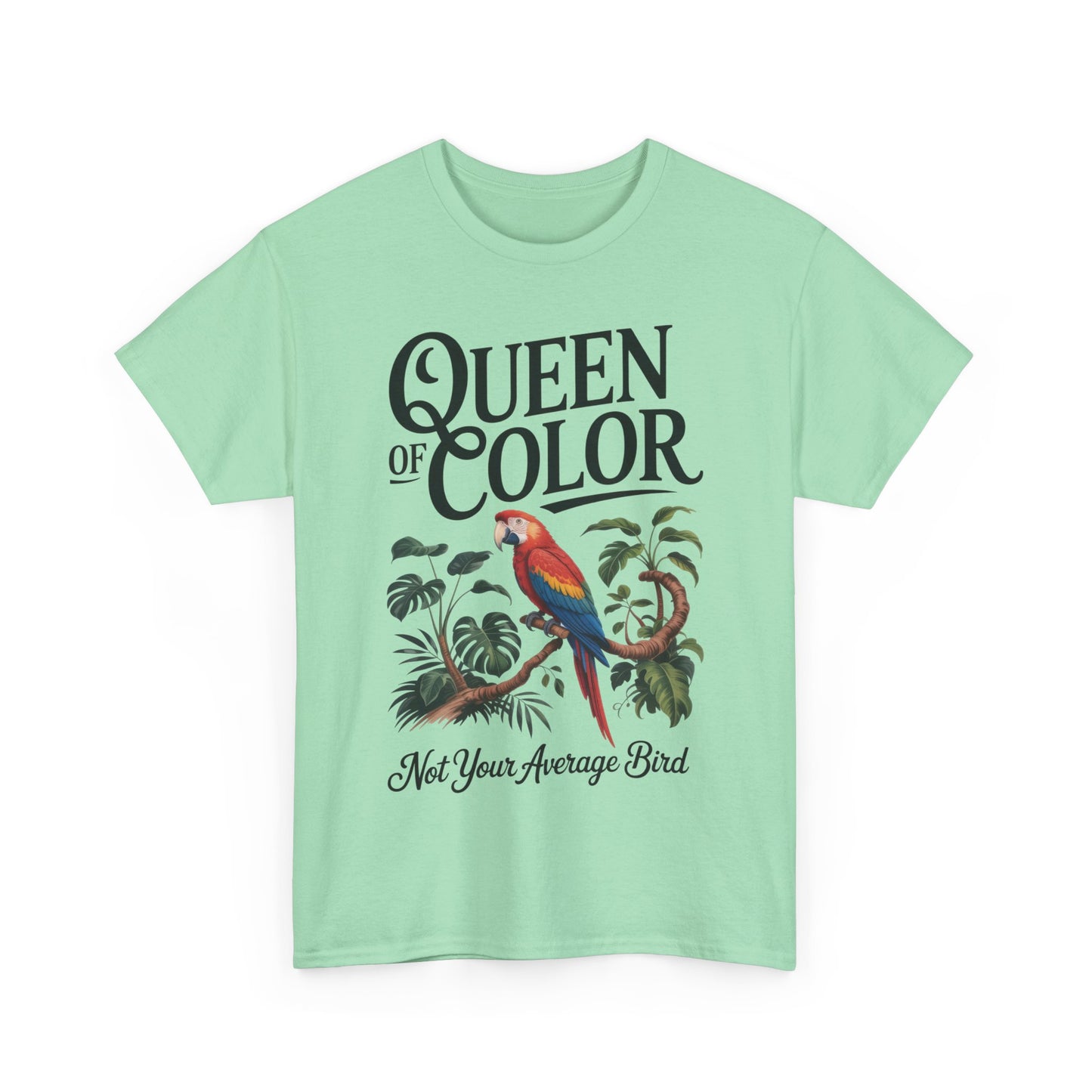 Colorful Queen Womens Tee, Fun Graphic T-Shirt, Casual Wear, Gift for Bird Lovers, Trendy Summer Apparel