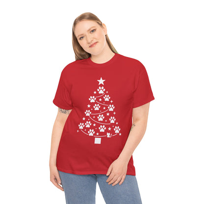 Paw Christmas Tree Women's T-Shirt, Pet Lover Holiday Tee