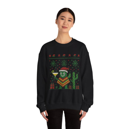 Festive Cactus Christmas Women's Sweatshirt, Funny Santa Hat Holiday Pullover, Women's Heavy Blend™ Crewneck Sweatshirt