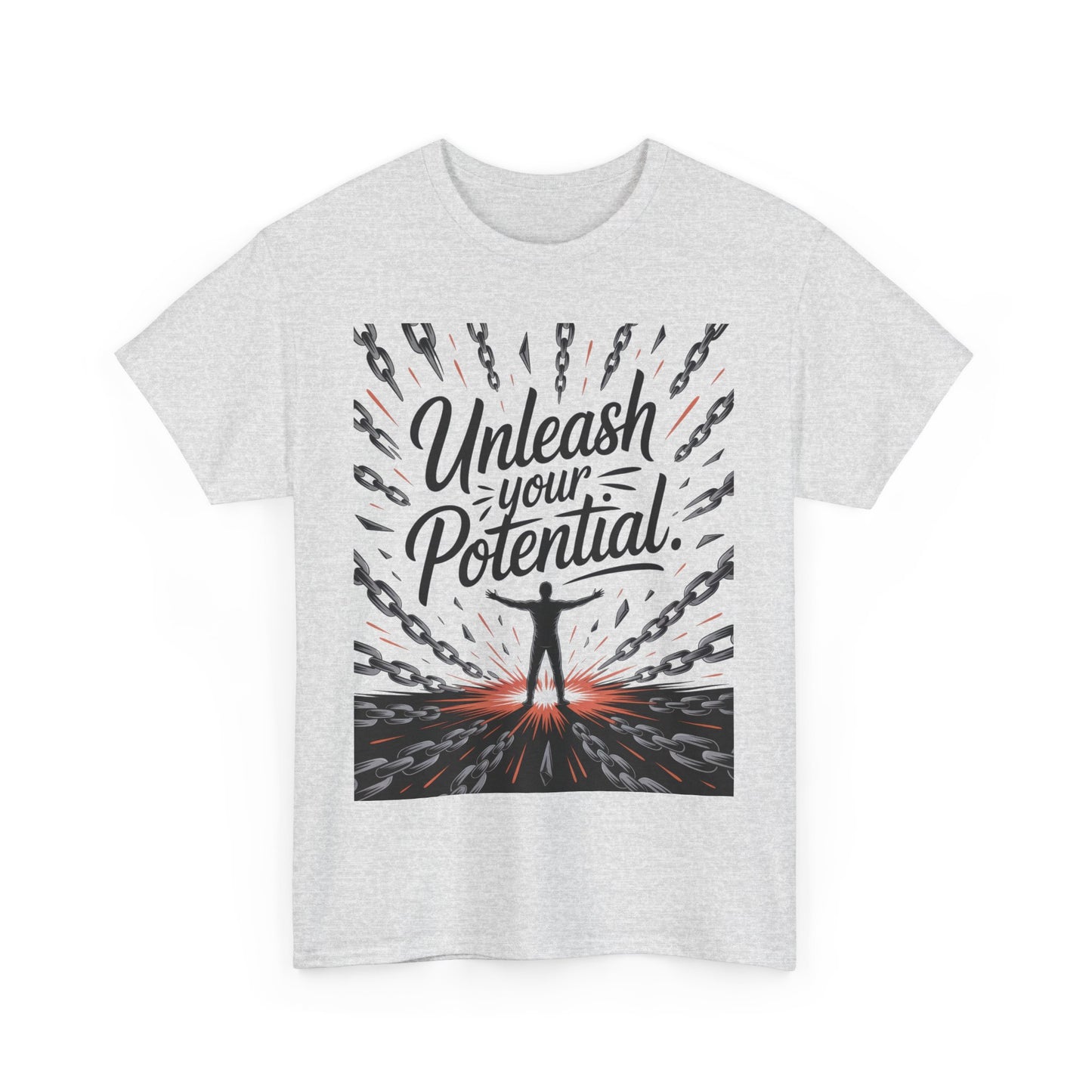 Inspiring Men's Heavy Cotton Tee, "Unleash Your Potential" Motivation Shirt, Gift for Graduates, Personal Growth Apparel, Casual Wear