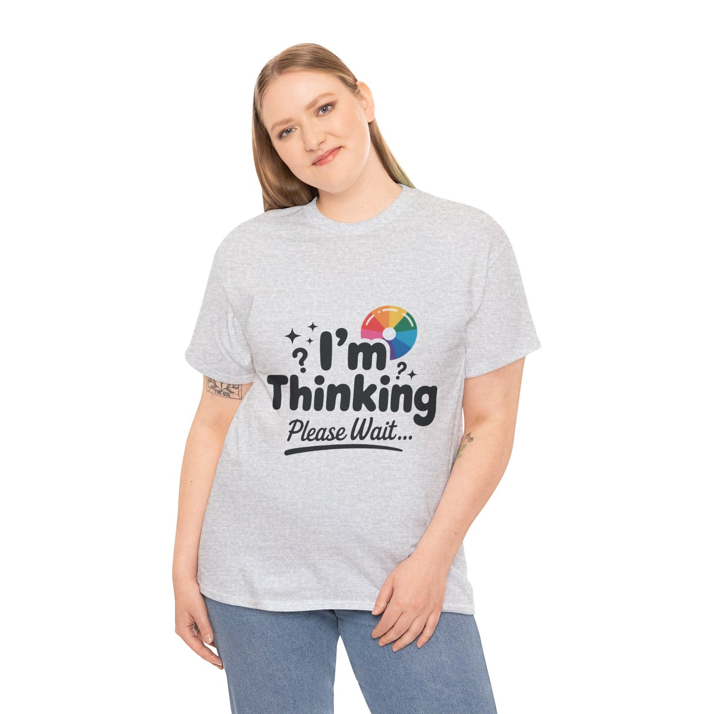 Funny - Im Thinking Please Wait - T-Shirt for Women, Cute Geeky Gift for Introverts, Programmers, Designers, Fun Humor Shirt