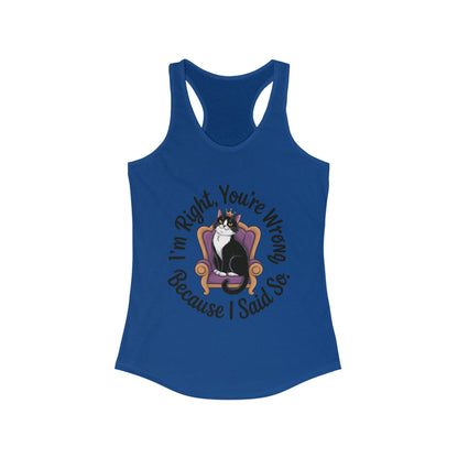 Funny Cat Queen Tank Top, Sassy Cat Graphic Tee for Women, Cat Mom Humor Tee Gift, Funny Graphic T-Shirt, I'm Right, You're Wrong Tee