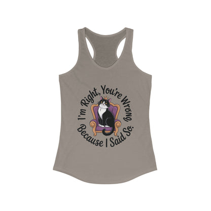 Funny Cat Queen Tank Top, Sassy Cat Graphic Tee for Women, Cat Mom Humor Tee Gift, Funny Graphic T-Shirt, I'm Right, You're Wrong Tee