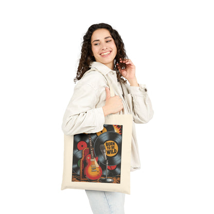 Rockin' Retro Tote Bag, Born to Be Wild, Music Lover's Bag, Festival Tote, Eco-Friendly Shopping Bag, Guitar Design, Gift Idea