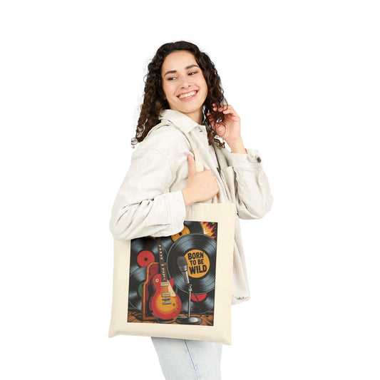 Rockin' Retro Tote Bag, Born to Be Wild, Music Lover's Bag, Festival Tote, Eco-Friendly Shopping Bag, Guitar Design, Gift Idea