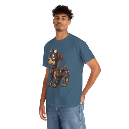 Cyberpunk Pup Design Mens Tee, Steampunk Dog Tee, Dog Lover Gift, Vintage Style, Fun Graphic Tee, Quirky Pet Apparel