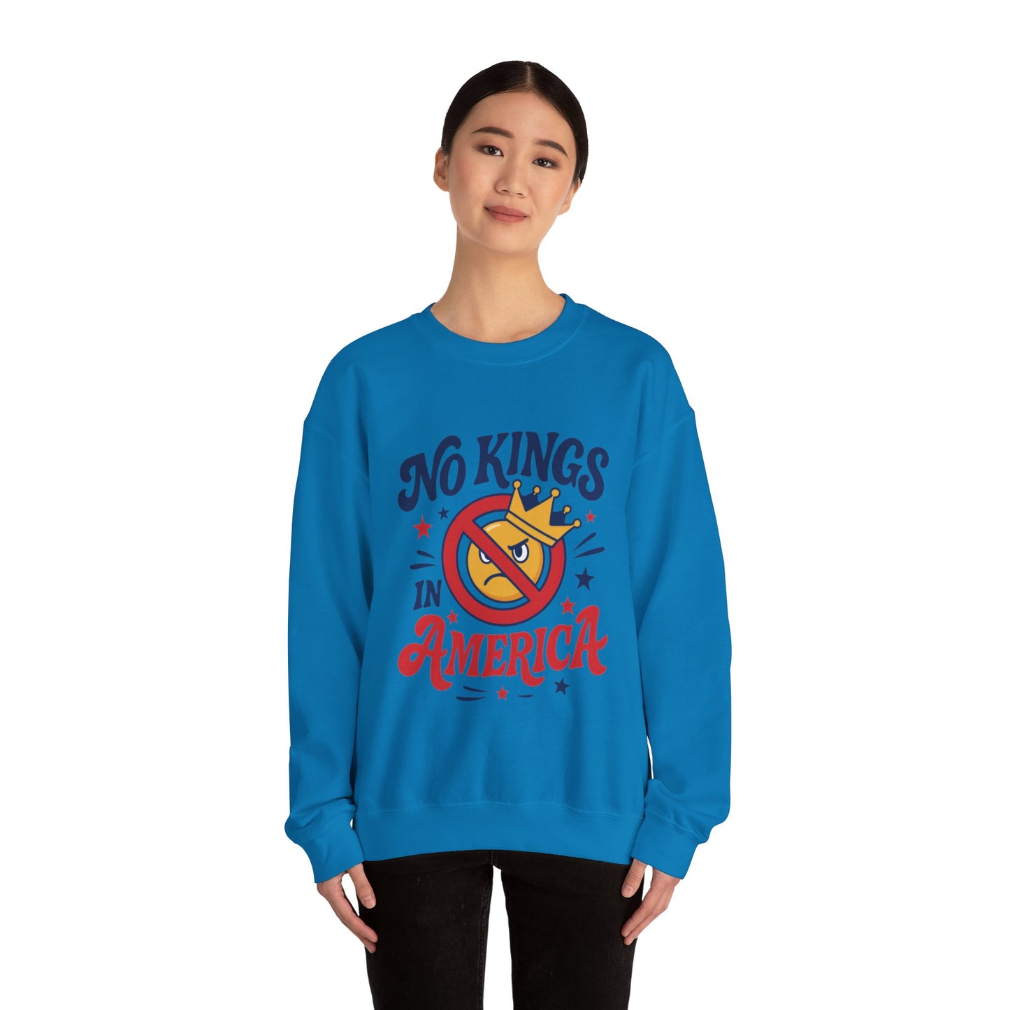 No Kings in America Sweatshirt - Funny Patriotic Anti Monarchy Pullover - USA Independence Sweater, Political Apparel, Gift for Activists