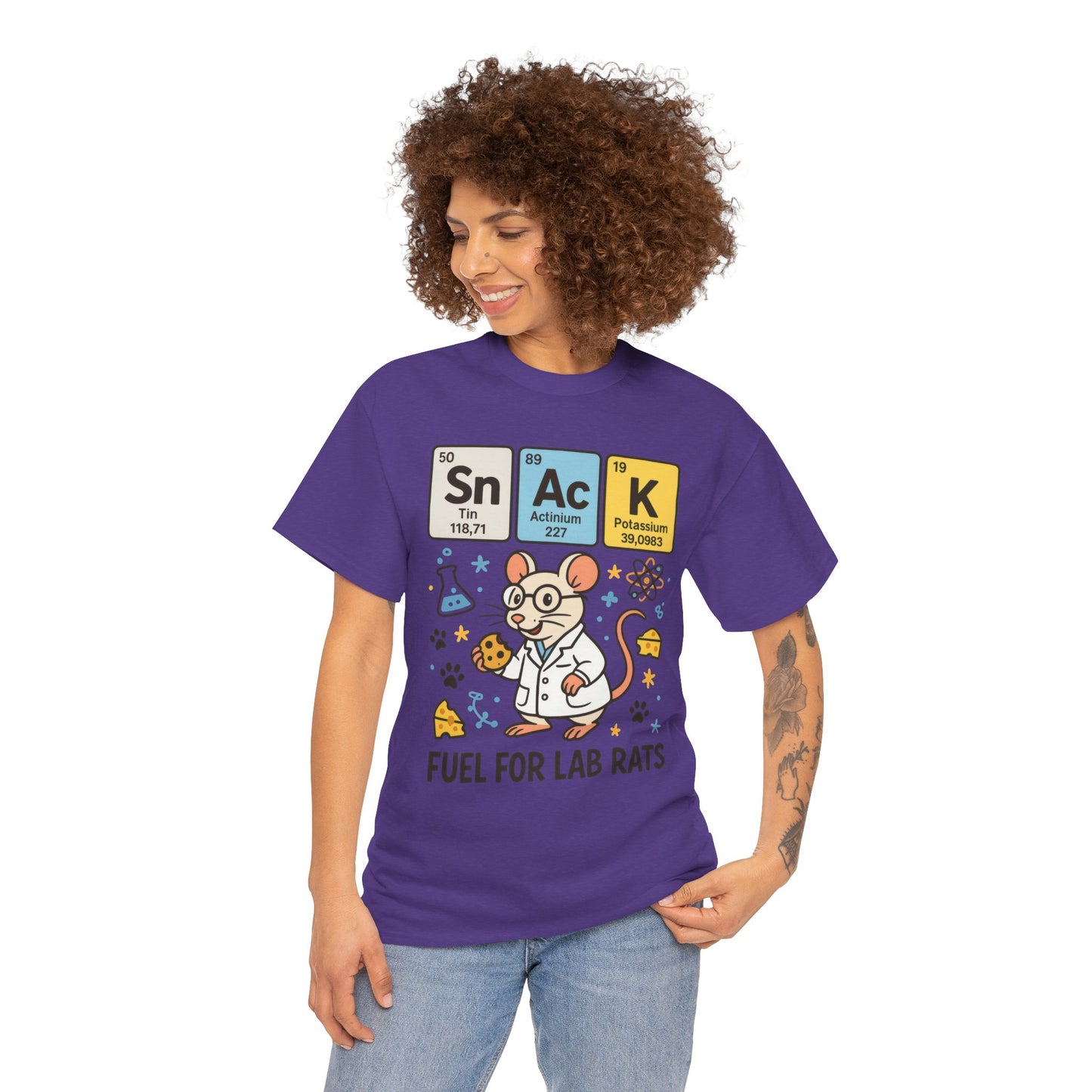 Funny Womens Science T-Shirt,Periodic Table Tee, Fuel for Lab Rats Nerdy Shirt, Gifts for STEM Lovers, Quirky Science Apparel