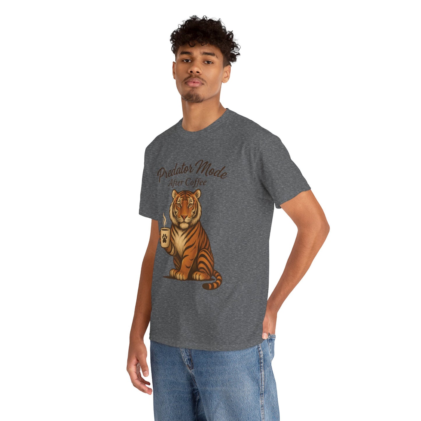 Predator Mode After Coffee Tiger Shirt, Funny Coffee Lover Tee, Mens Caffeine Graphic Tee, Morning Motivation Tiger Shirt,Coffee Addict Gift