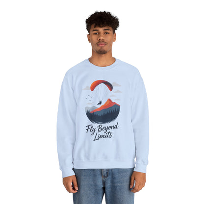 Adventure Inspiration Crewneck Sweatshirt - Fly Beyond Limits, Cozy Outdoor Outfit, Gift for Adventurers, Travel, Motivation Apparel