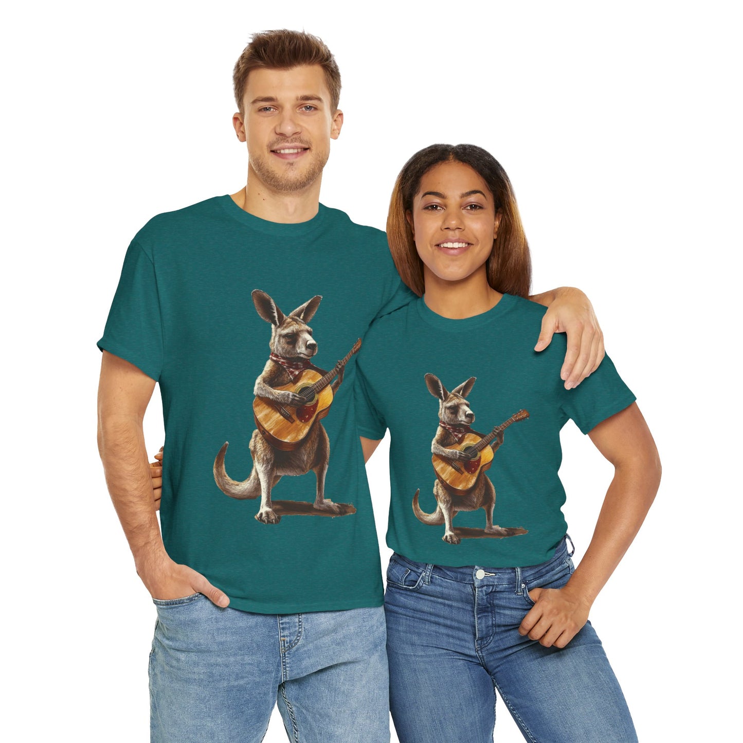 Kangaroo Musician Tee, Fun Graphic Shirt, Unisex Cotton Tee, Gift for Music Lovers, Aussie Music Lover Gift, Guitar Playing Kangaroo T-Shirt