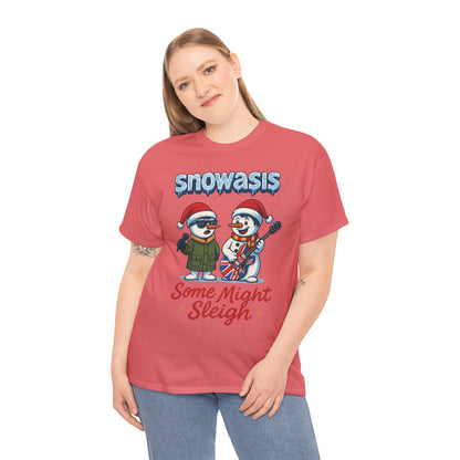 Funny Snowasis Women's Christmas T-Shirt, Retro Music Holiday Tee