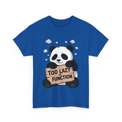 Too Lazy to Function Panda Tee, Unisex Cotton T-Shirt, Funny Shirt, Casual Wear, Gift for Sloth Lovers, Relaxed Vibe