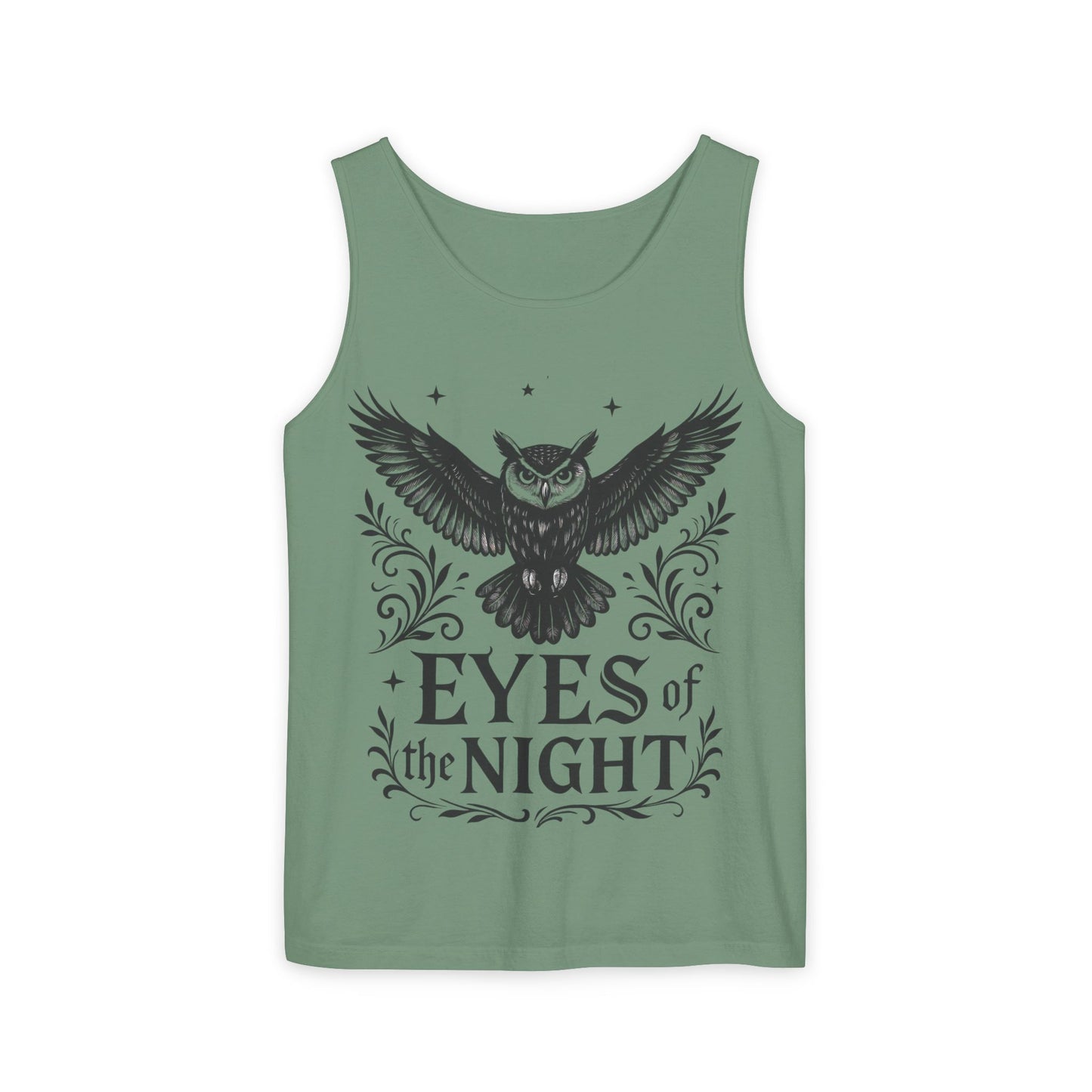 Eyes of the Night Owl Tank Top, Mens Summer Wear, Boho Aesthetic, Festival Outfit, Nature Lover Gift, Halloween Apparel