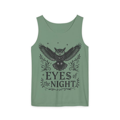 Eyes of the Night Owl Tank Top, Mens Summer Wear, Boho Aesthetic, Festival Outfit, Nature Lover Gift, Halloween Apparel