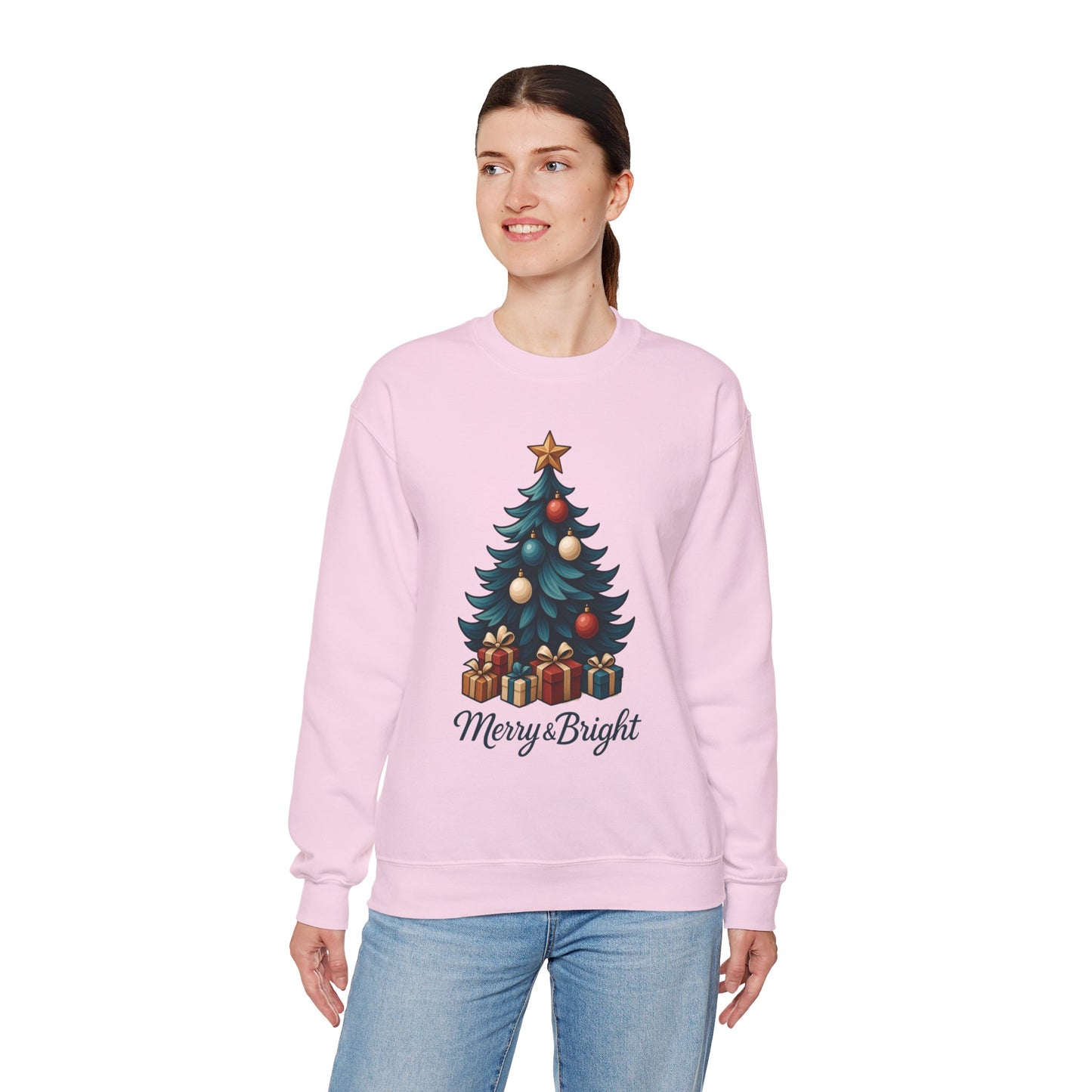 Merry Bright Christmas Sweatshirt, Cozy Holiday Pullover