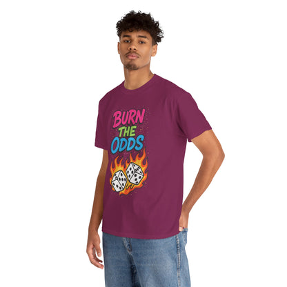 Burn the Odds Graphic Tee | Cool Casual Wear, Gaming Shirt, Unisex Cotton Tee, Dice Design T-Shirt, Gift for Gamers