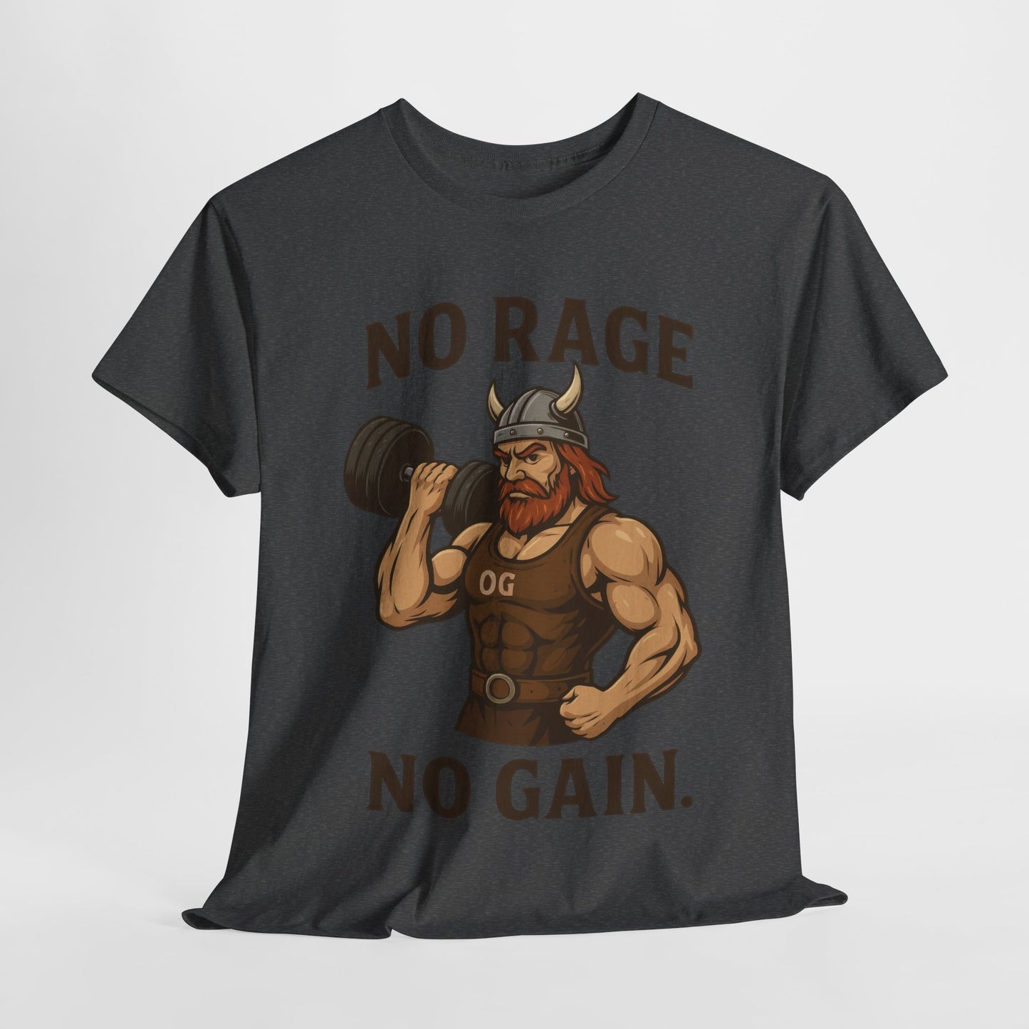 No Rage No Gain Viking Gym Shirt, Funny Muscle Workout Tee, Barbarian Fitness T-Shirt for Men, Powerlifting Humor Shirt, Viking Lifting Gift