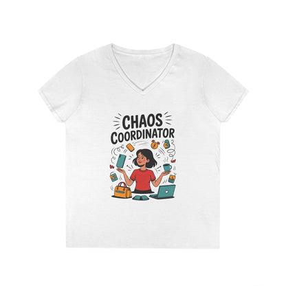 Chaos Coordinator Ladies' V-Neck T-Shirt, Funny Mom Shirt, Multitasking Mom Gift, Busy Mom Life Tee, Cute Mother's Day Gift for Mom