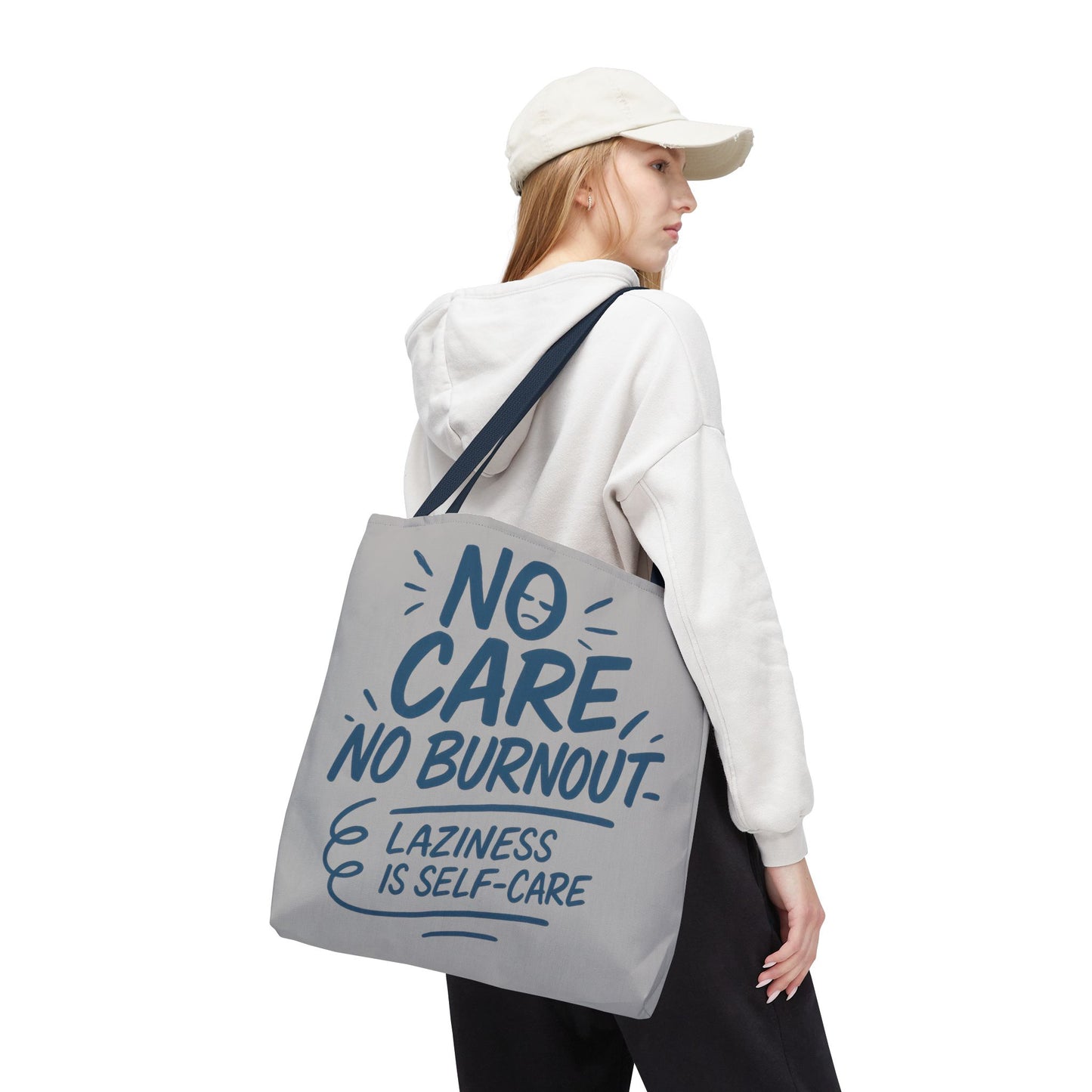 Laziness is Self-Care Funny Quote Bag, Oversized Reusable Canvas Shopping Tote, Sarcastic Self-Care Gift, Weekend Getaway, Everyday Use