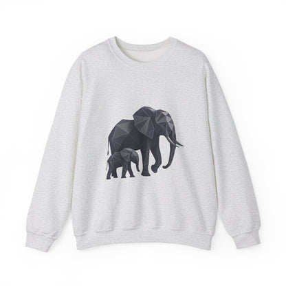 Geometric Elephant Sweatshirt, Cozy Unisex Crewneck, Animal Lover Gift, Nature Inspired Apparel, Eco-Friendly Fashion, Gift for Her