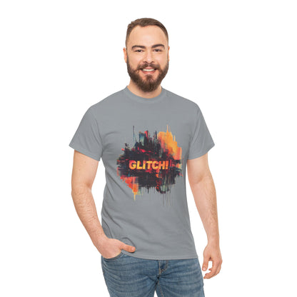 Glitch Art Unisex Heavy Cotton Tee, Trendy Graphic Top, Gift for Tech Lovers, Abstract Street Style Graphic Tee,Techcore Aesthetic Shirt