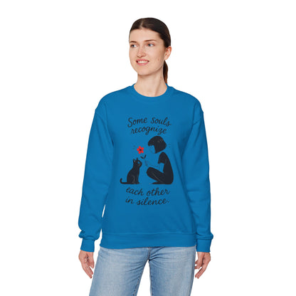 Soulful Cat and Human Crewneck Sweatshirt, Cozy Gift for Cat Lovers, Womens Sweatshirt, Animal Lover Apparel, Thoughtful Gift Idea
