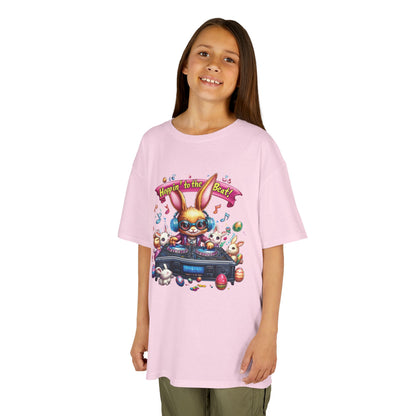 Kids Easter DJ Bunny T-Shirt Fun - Music Themed Spring Tee, Hoppin to the Beat Design, Colorful Holiday Shirt for Boys and Girls