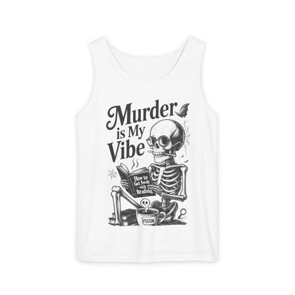 Murder Is My Vibe Tank Top, Womens Goth Tank, Halloween Clothing, Skeleton Graphic Tee, Cozy Casual Wear, Quirky Gift Idea