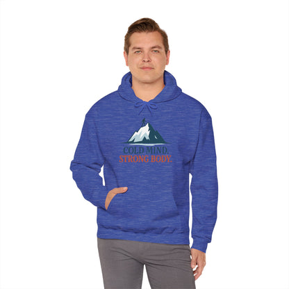 Men's Heavy Blend™ Hooded Sweatshirt, Cold Mind Strong Body Sweatshirt, Nordic Mountain Minimalist Pullover