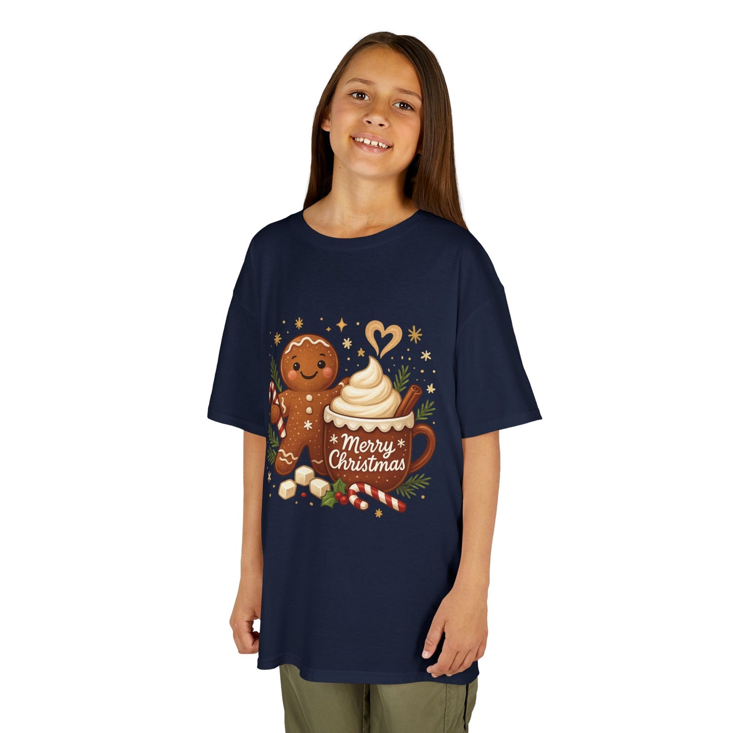 Gingerbread - Hot Cocoa Christmas Shirt for Kids, Cute Holiday Girls Tee, Kids Heavy Cotton™ Tee
