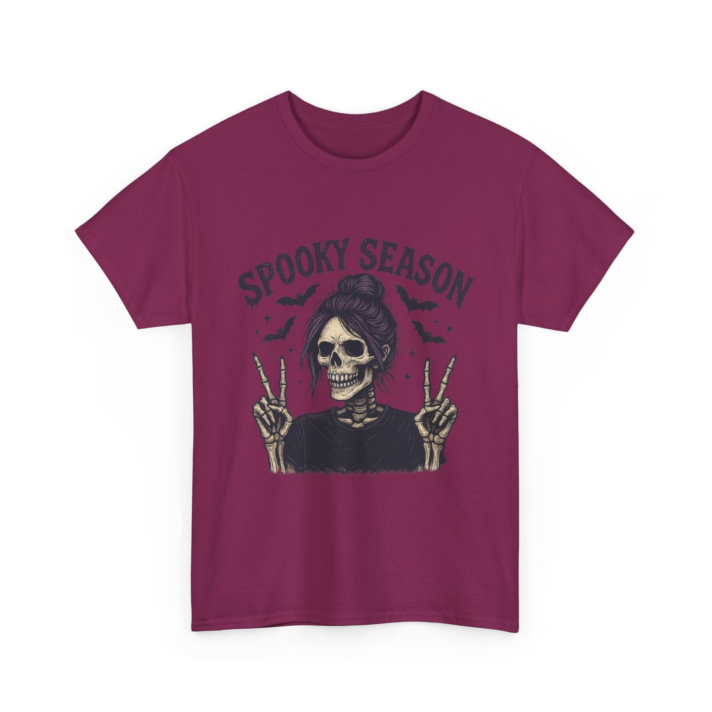 Spooky Season Women's T-Shirt, Funny Skeleton Girl Halloween Graphic Tee, Gothic Fall Shirt