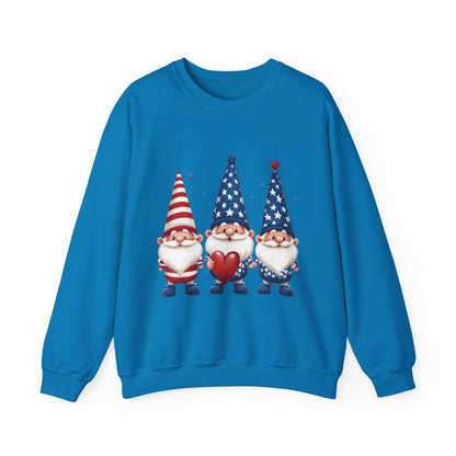 Patriotic Gnome Sweatshirt, Cozy Casual Wear for Independence Day, Gift for Gnome Lovers, 4th of July Apparel, All-Year Comfort