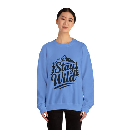 Stay Wild Unisex Crewneck Sweatshirt, Cozy Casual Wear for Adventurers, for Nature Lovers, Mountain Nature Unisex Crewneck Sweatshirt