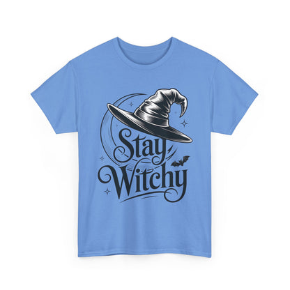 Stay Witchy Gothic Moon Witch Hat Women's T-Shirt, Minimalist Halloween Witchy Graphic Tee