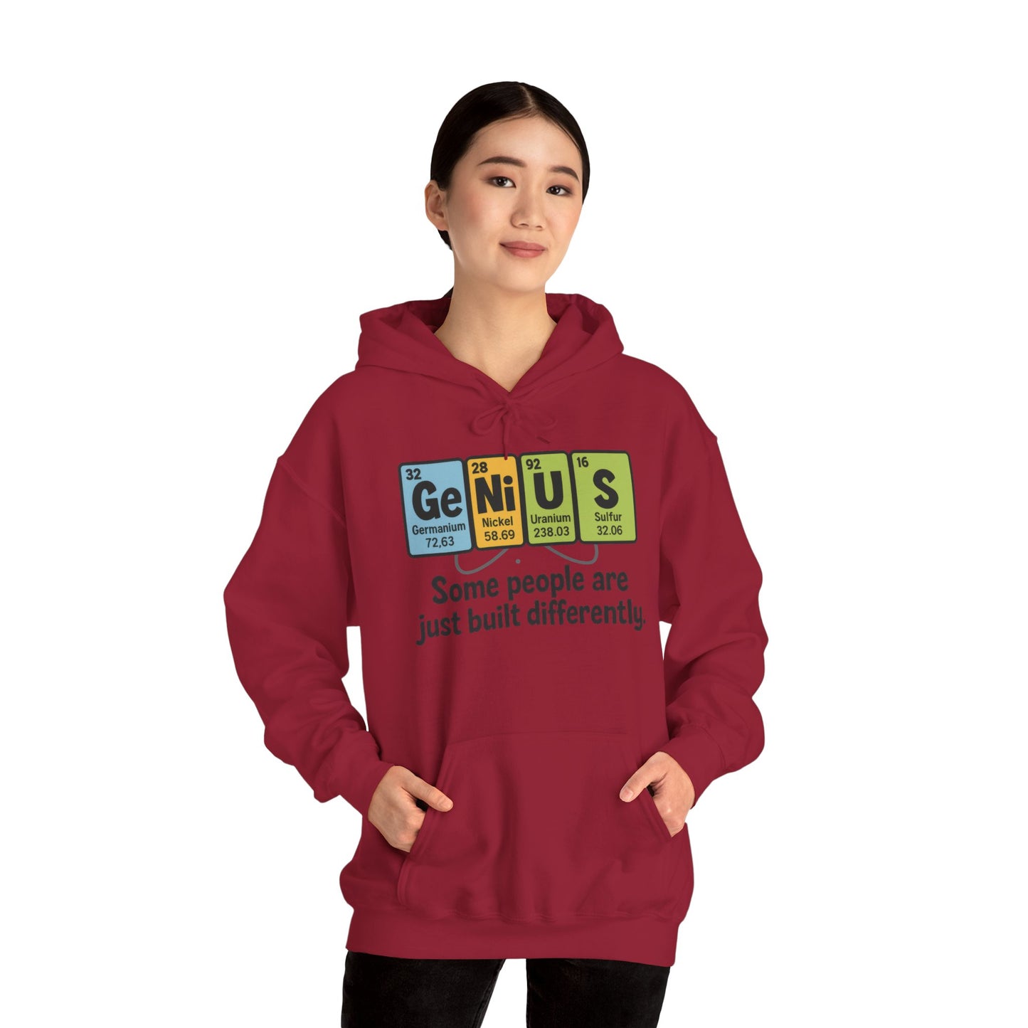 Funny Womens Genius Hoodie, Periodic Table Science Pullover, Nerdy Chemistry Sweatshirt for Her, Science Lover Apparel, Funny Chemistry Gift