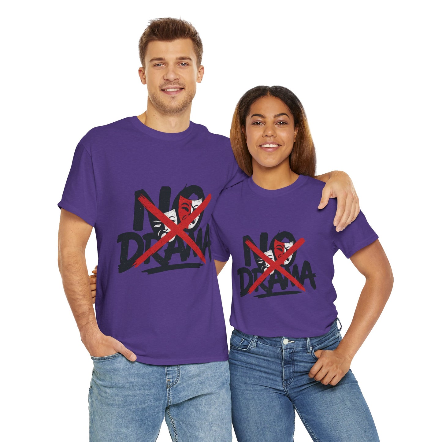 No Drama Unisex Heavy Cotton Tee, Casual Shirt, Gift for Friends, Relaxed Fit, Comfort Wear, Everyday Style