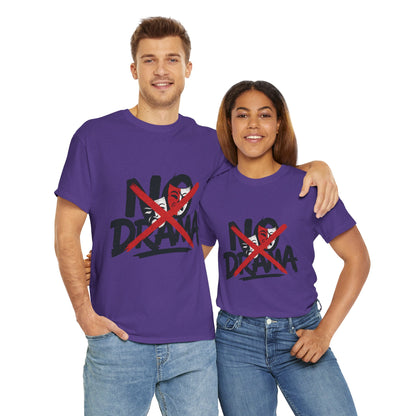 No Drama Unisex Heavy Cotton Tee, Casual Shirt, Gift for Friends, Relaxed Fit, Comfort Wear, Everyday Style