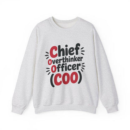 Chief Overthinker Officer Women's Sweatshirt, COO Funny Office Humor Graphic Pullover, Women's Heavy Blend™ Crewneck Sweatshirt