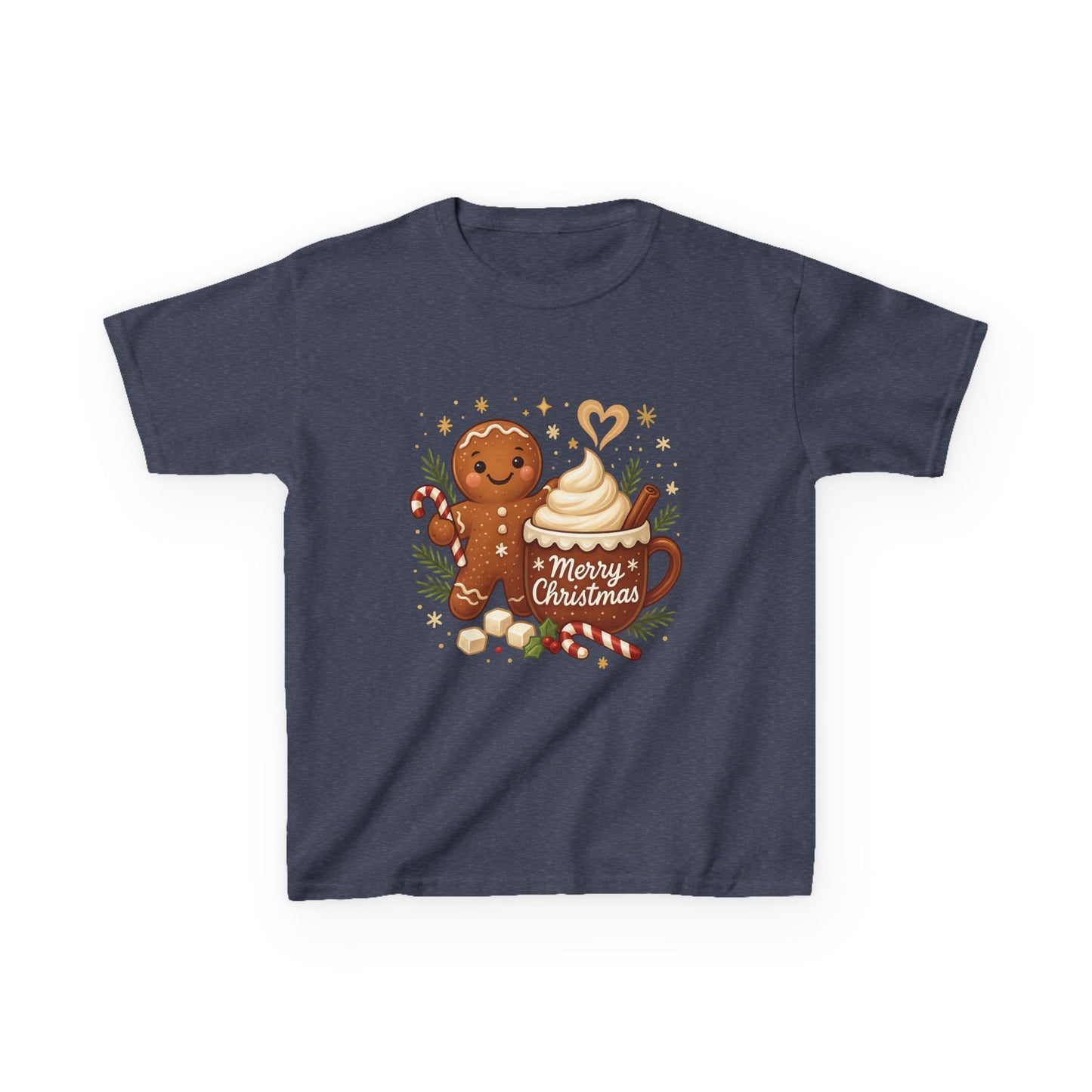 Gingerbread - Hot Cocoa Christmas Shirt for Kids, Cute Holiday Girls Tee, Kids Heavy Cotton™ Tee