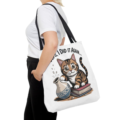 Cat-Themed Tote Bag, "Oops, I Did It Again", Perfect Gift for Cat Lovers, Pet Owners, Birthday, or Everyday Use, Large Tote Bag, beach bag
