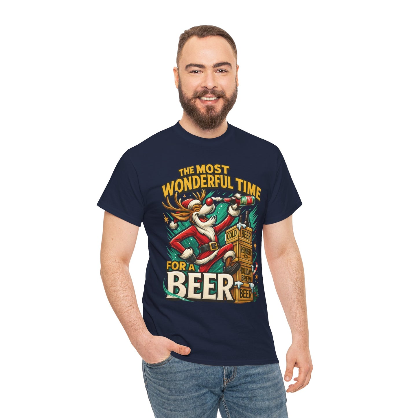 Funny Christmas Beer T-Shirt for Men, The Most Wonderful Time for a Beer