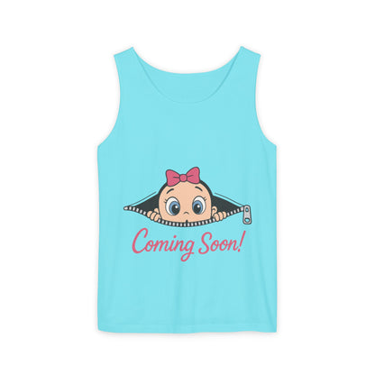 Coming Soon Maternity  Tank Top, Cute Baby Girl Pregnancy Announcement Shirt, Expecting Mom Gift, Gender Reveal Tank, Baby Shower Gift