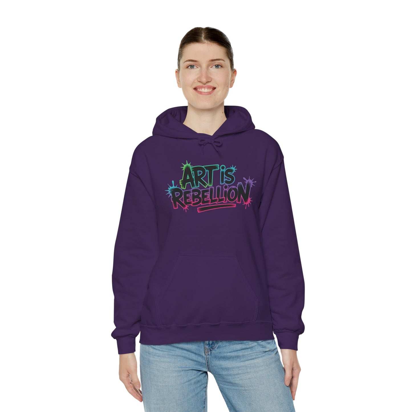 Art Is Rebellion Hoodie, Women's Graffiti Street Art Hooded Sweatshirt, Rebel Graphic Statement Pullover, Heavy Blend™ Hooded Sweatshirt