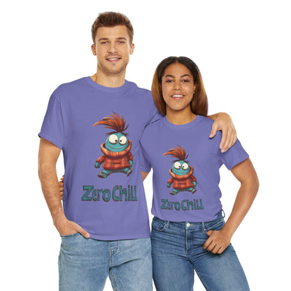 Zero Chill Funny Cartoon Character Tee, Quirky Cute Monster Shirt, Chill Vibes Humor Gift, Fun Cartoon T-Shirt, Chill Vibe Shirt