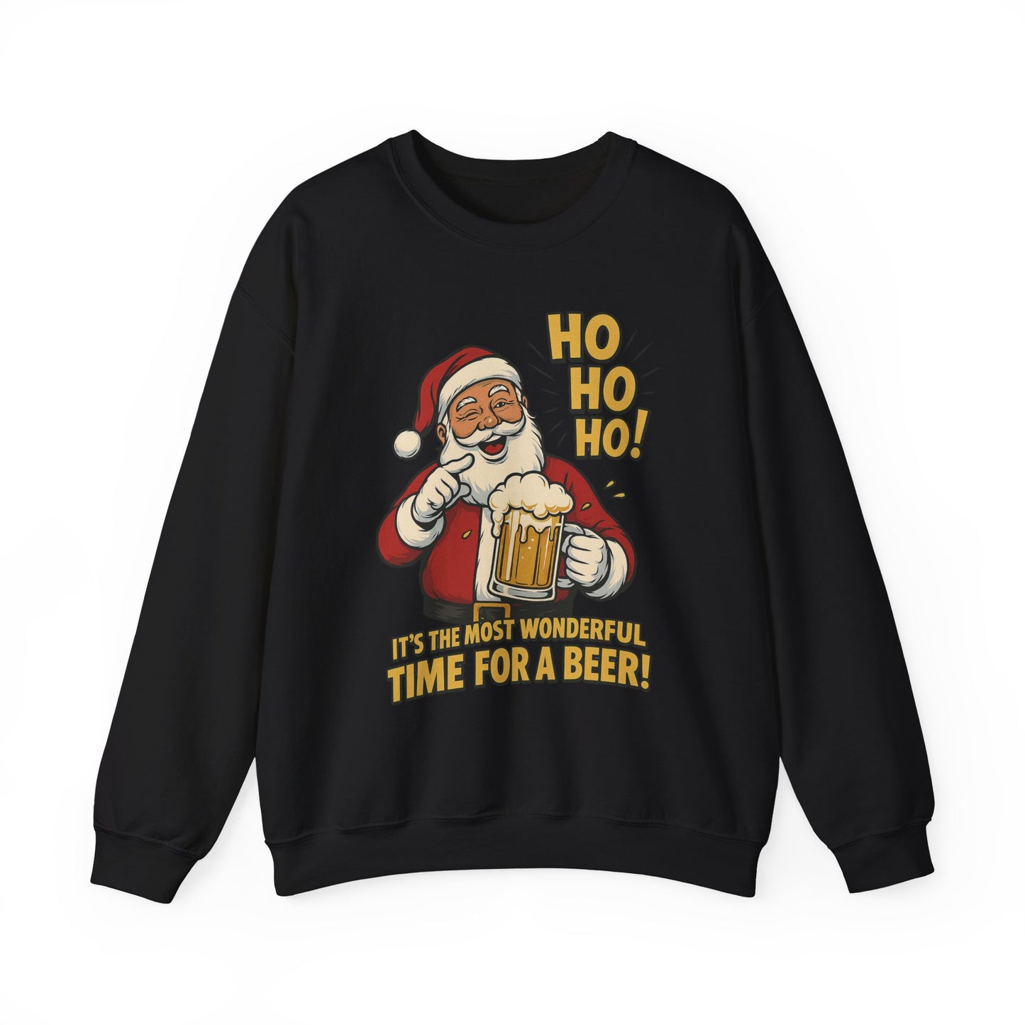 Funny Santa Beer Christmas Sweatshirt, Men's Holiday Pullover, Men's Heavy Blend™ Crewneck Sweatshirt