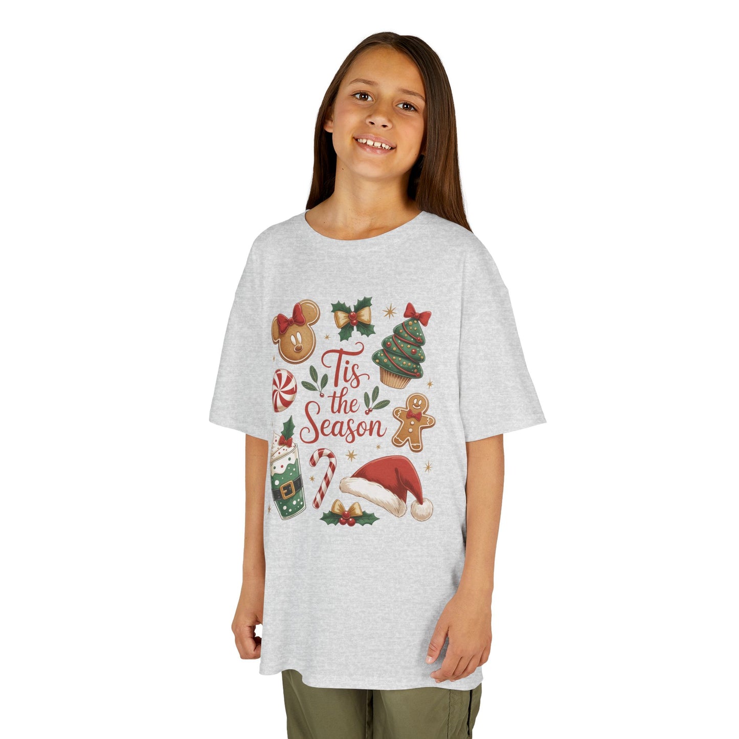 Tis the Season Christmas Shirt for Girls, Cute Holiday Cookie Tee, Kids Heavy Cotton™ Tee