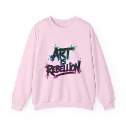 Art Is Rebellion Women's Sweatshirt, Graffiti Graphic Pullover, Bold Rebel Street Art Statement Top, Heavy Blend™ Crewneck Sweatshirt