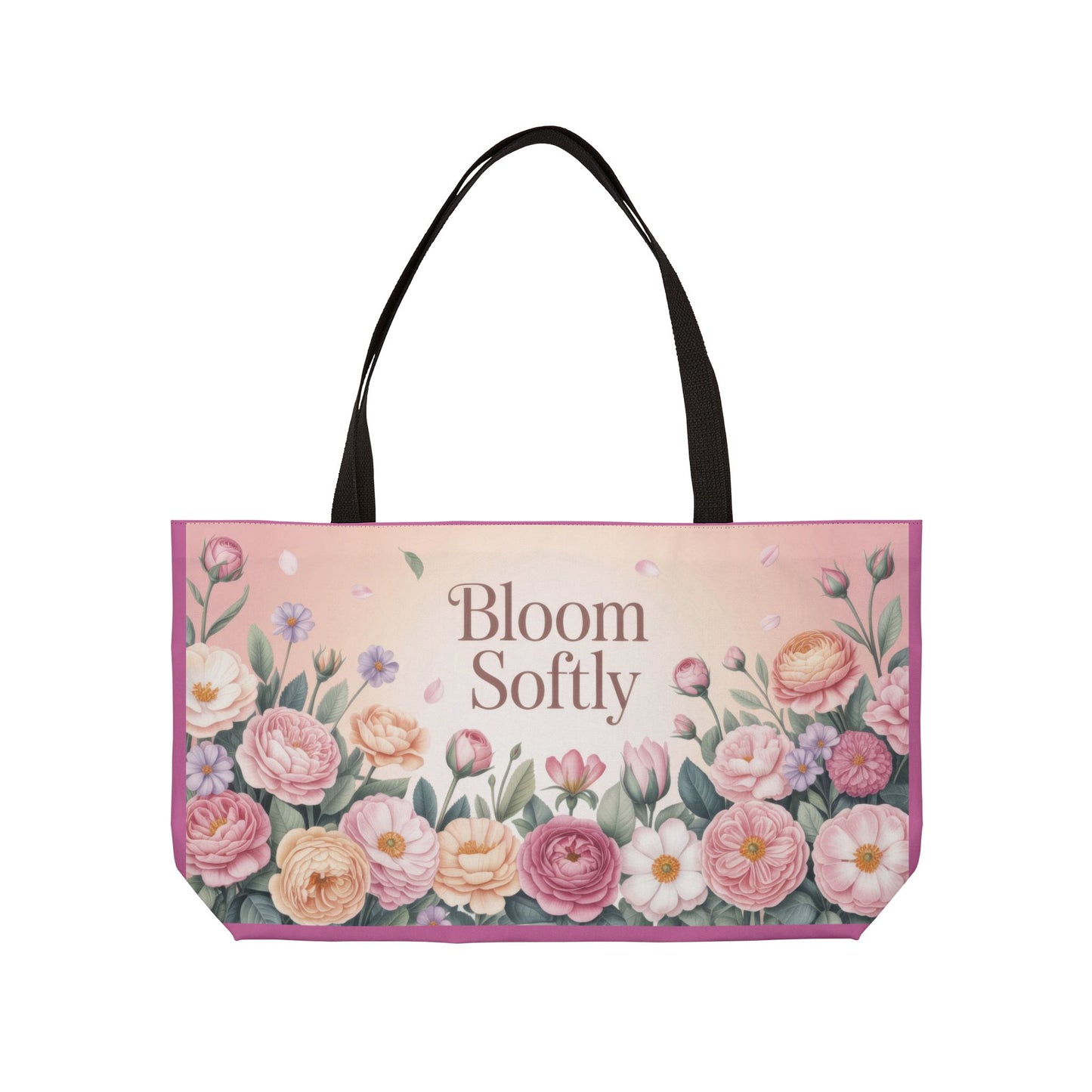 Bloom Softly Floral Weekender Tote Bag, Travel Bag, Beach Bag, Stylish Weekend Getaway Tote, Perfect for Gifts, Floral Print
